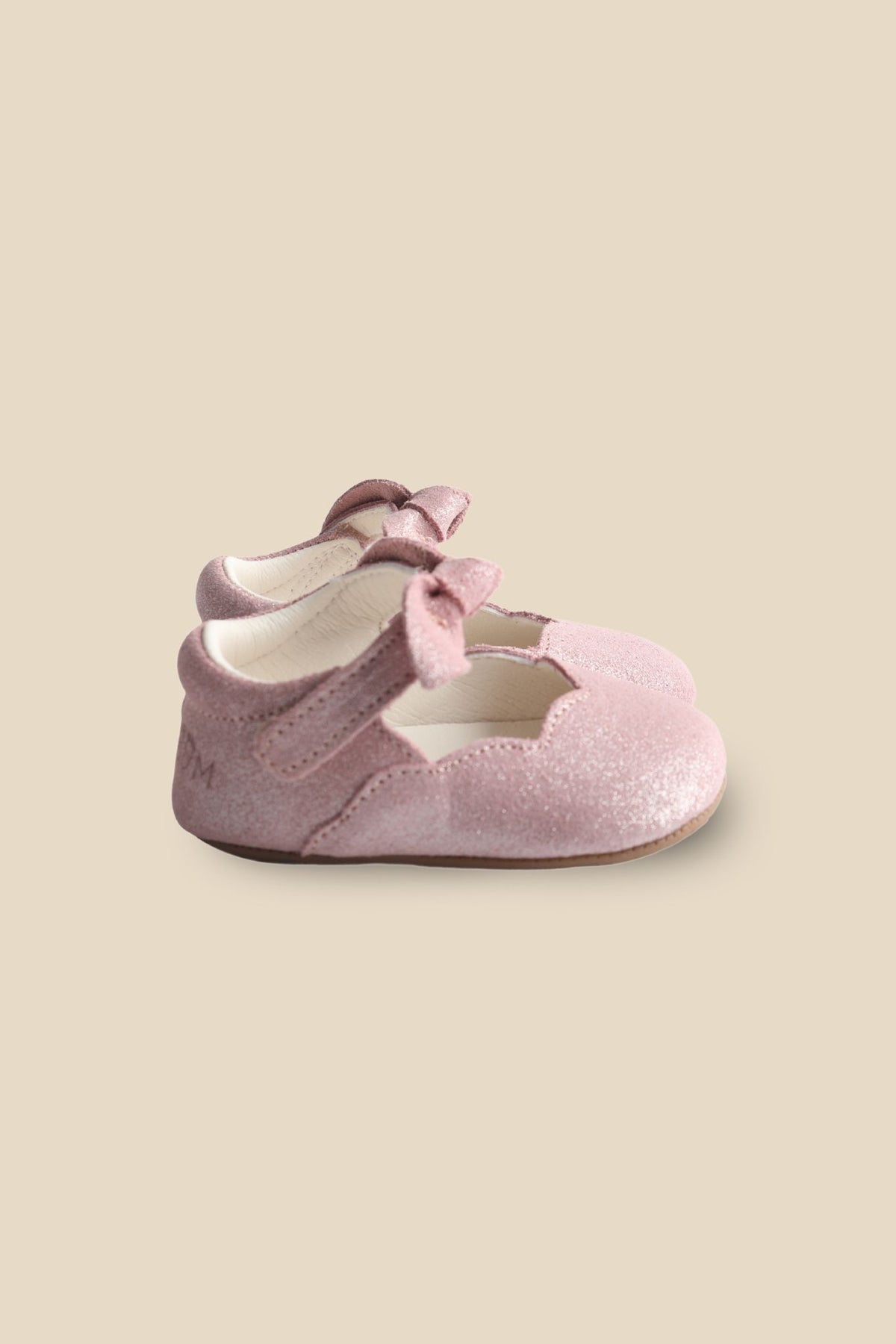 MOOVES Luna Joya shimmer pink scalloped soft sole baby shoes, view 8