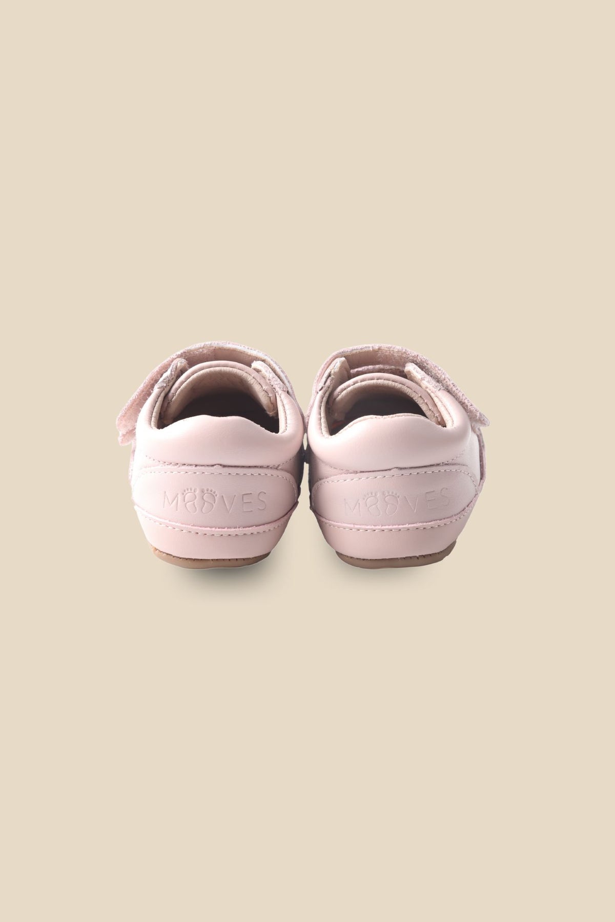 MOOVES Lou Amour pink soft leather baby sneakers with double strap, view 5