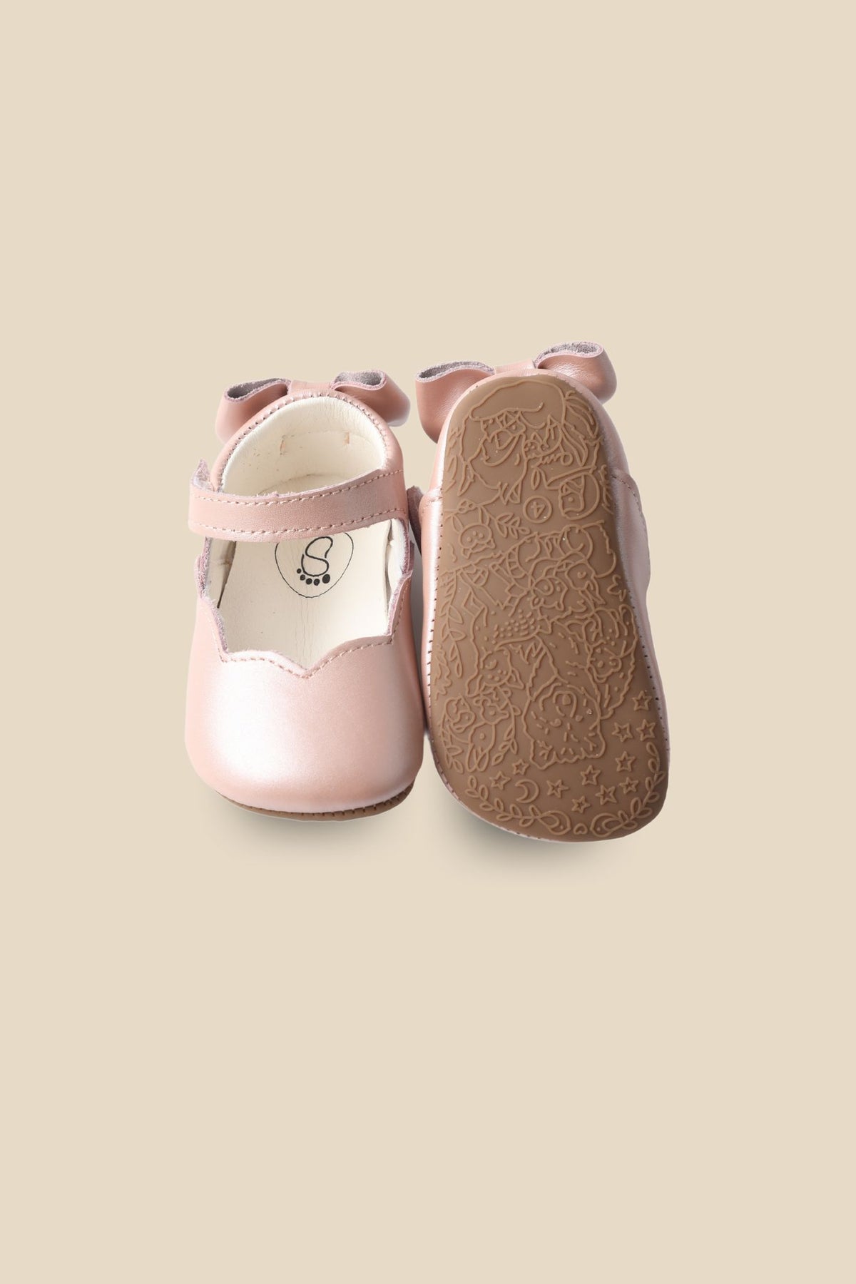 MOOVES Céleste Rose pink leather scalloped baby shoes, view 8