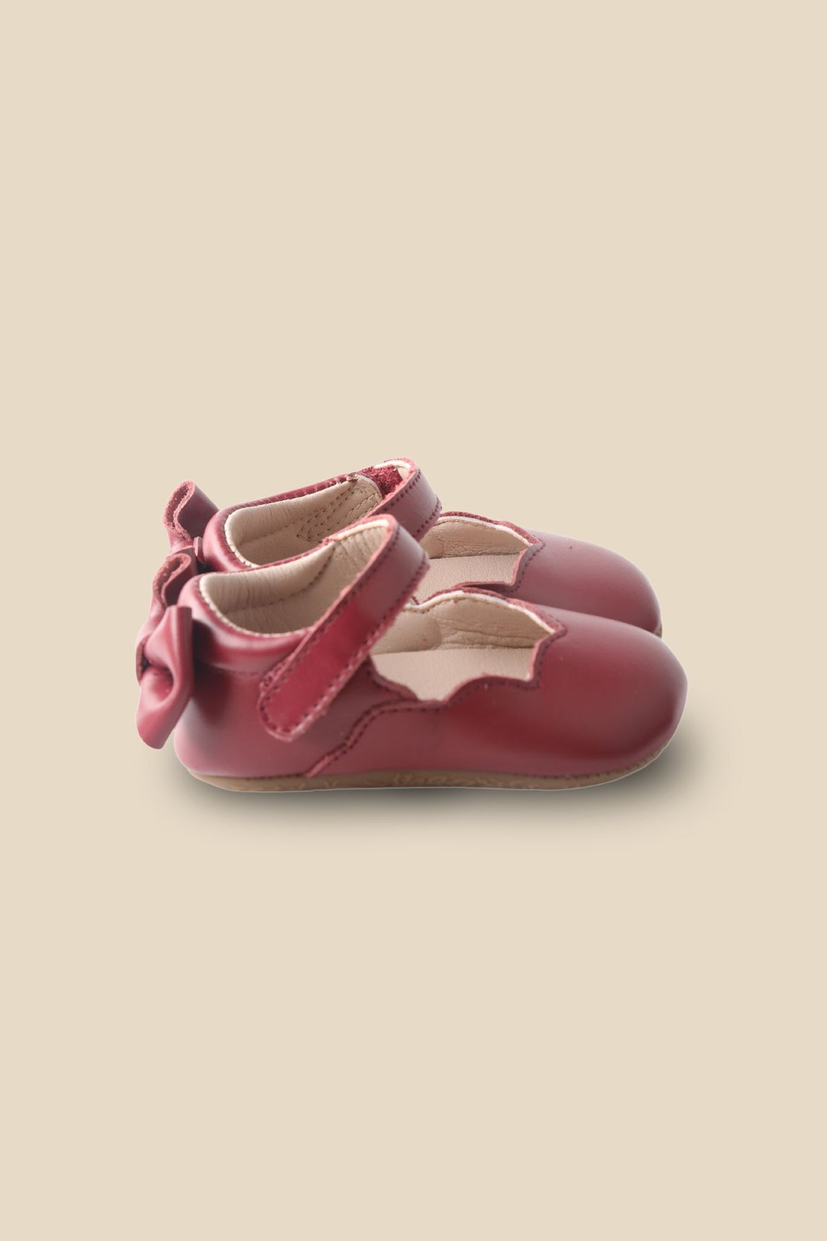 MOOVES Céleste Bordo burgundy leather scalloped baby shoes, view 9