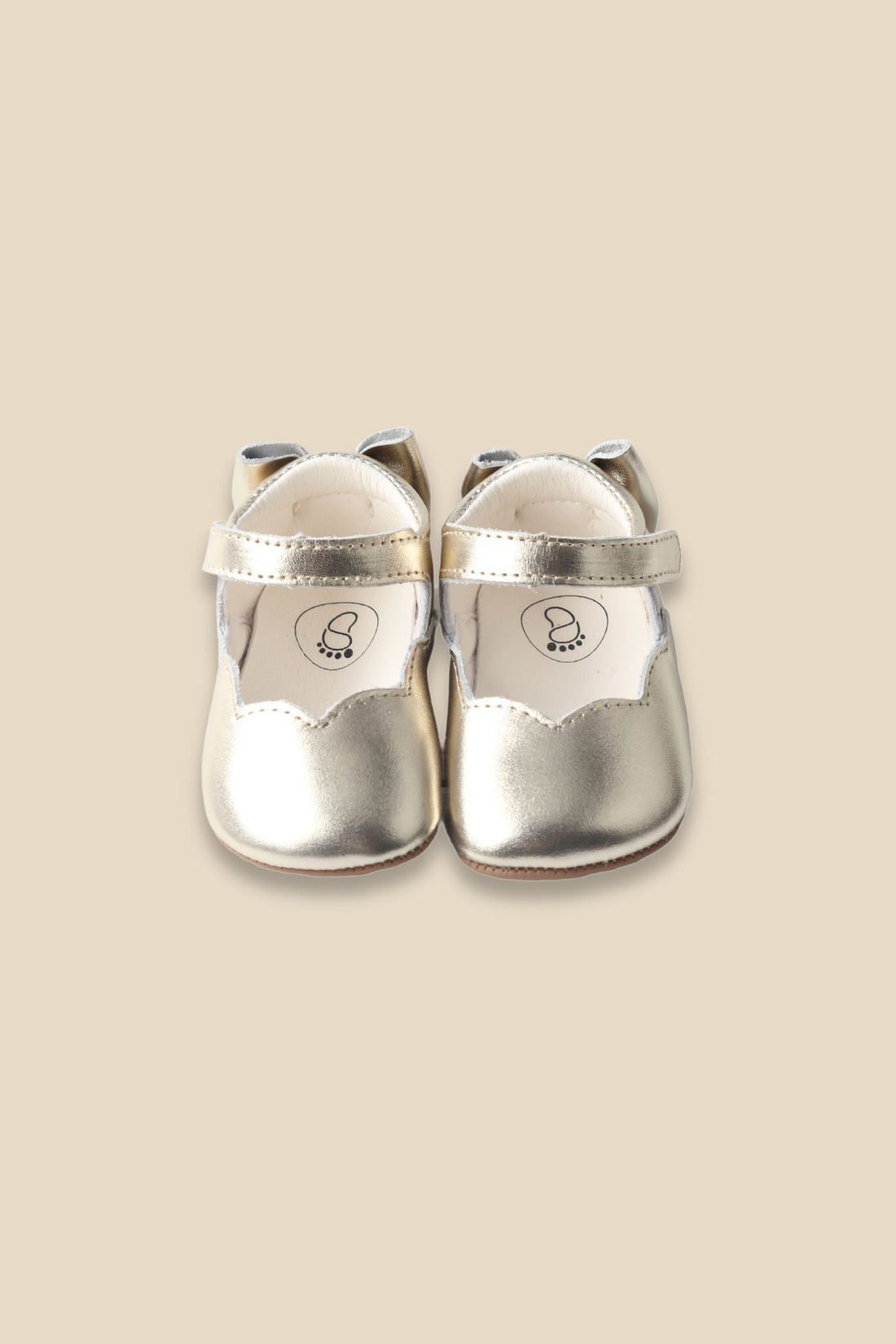 MOOVES Céleste Belle gold soft leather baby shoes for baby's first Christmas