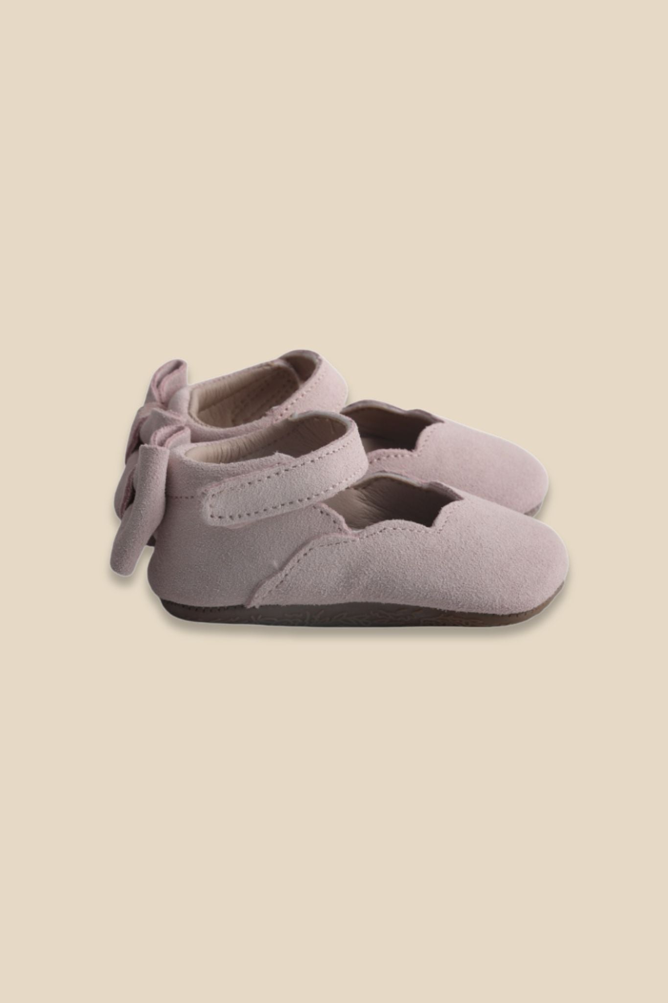 MOOVES Céleste – Suede Pink Soft‑Sole Baby Shoes