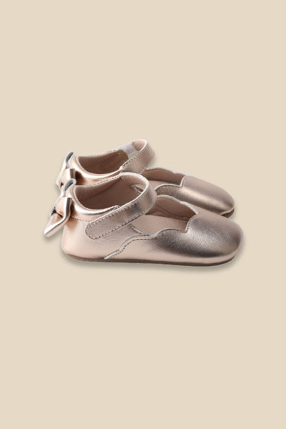 MOOVES Céleste – Rose Gold Soft‑Sole Baby Shoes
