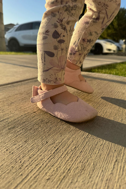 MOOVES Céleste – Suede Pink Soft‑Sole Baby Shoes